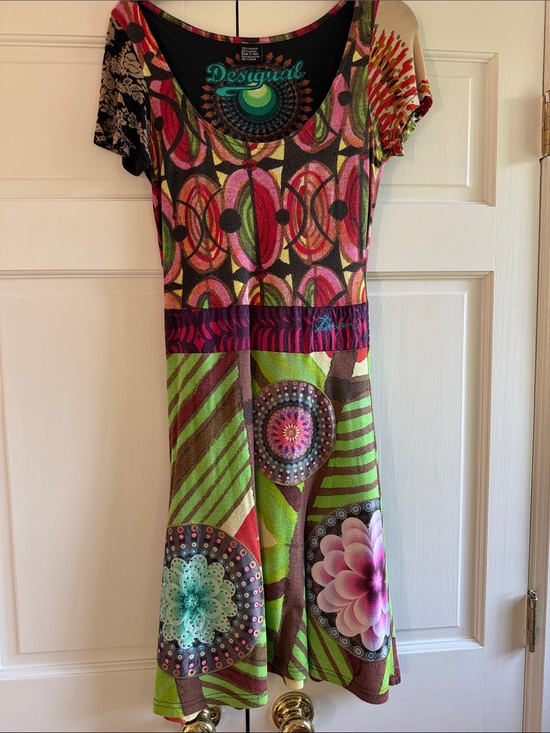Desigual Dresses & Skirts - Desigual Multicolor Scoop Neck Patterned Dress